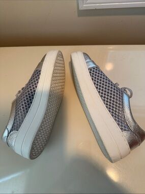 Steven by Steve Madden Natural Comfort Napaw   Silver Mesh and Leather sneakers